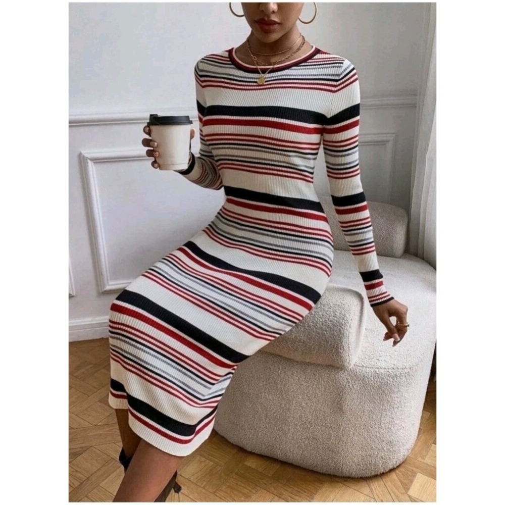 MADEWELL Women's Striped Cozy Sweater Dress XXS EC